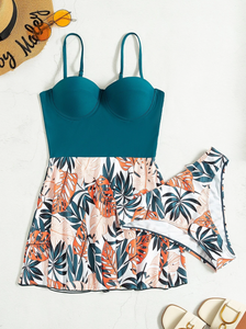 Teal & Tropical One Piece Skirt & Brief