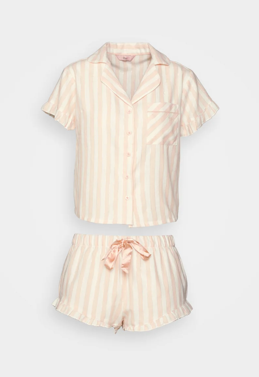 True - SK-BA-CSPS Box Avenue Peach Stripe Short sleeve shorts Pyjama Set