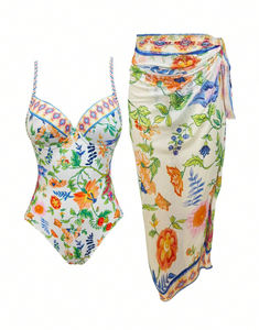 Bohemian Bloom Push Up One Piece & Sarong