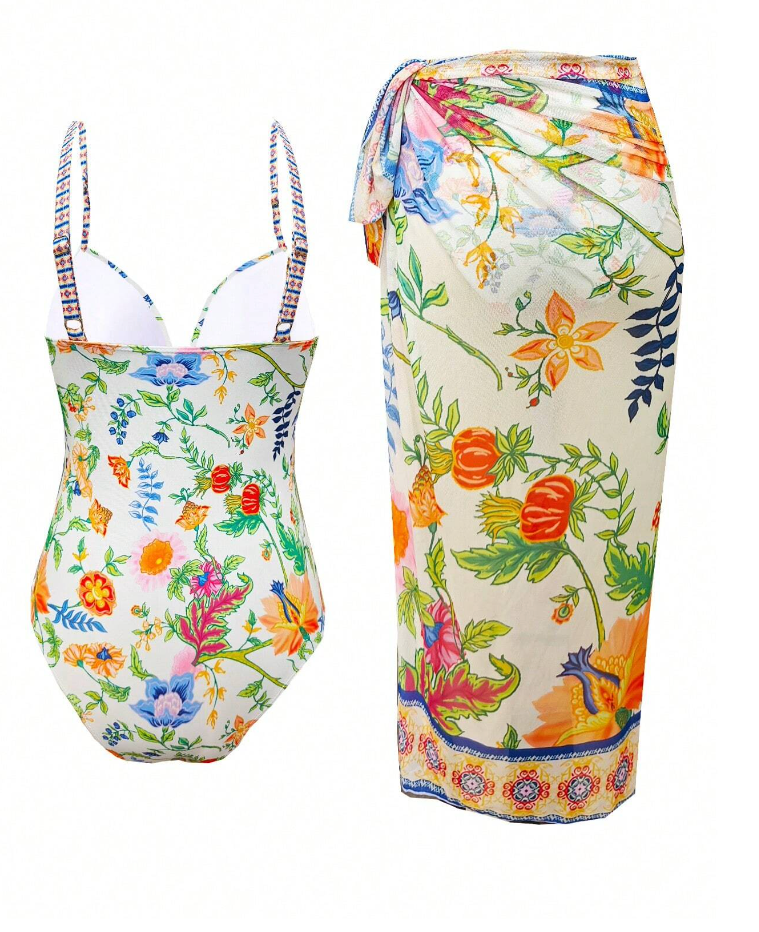 Bohemian Bloom Push Up One Piece & Sarong