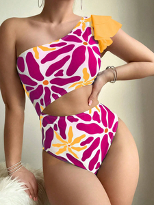 Sunny & Fuchsia Cut Out Ruffle One Piece