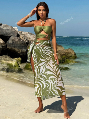 Olivia Cut Out One Piece & Sarong Set