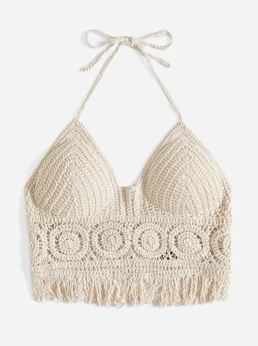 Crochet Circle Fringe Bikini Top