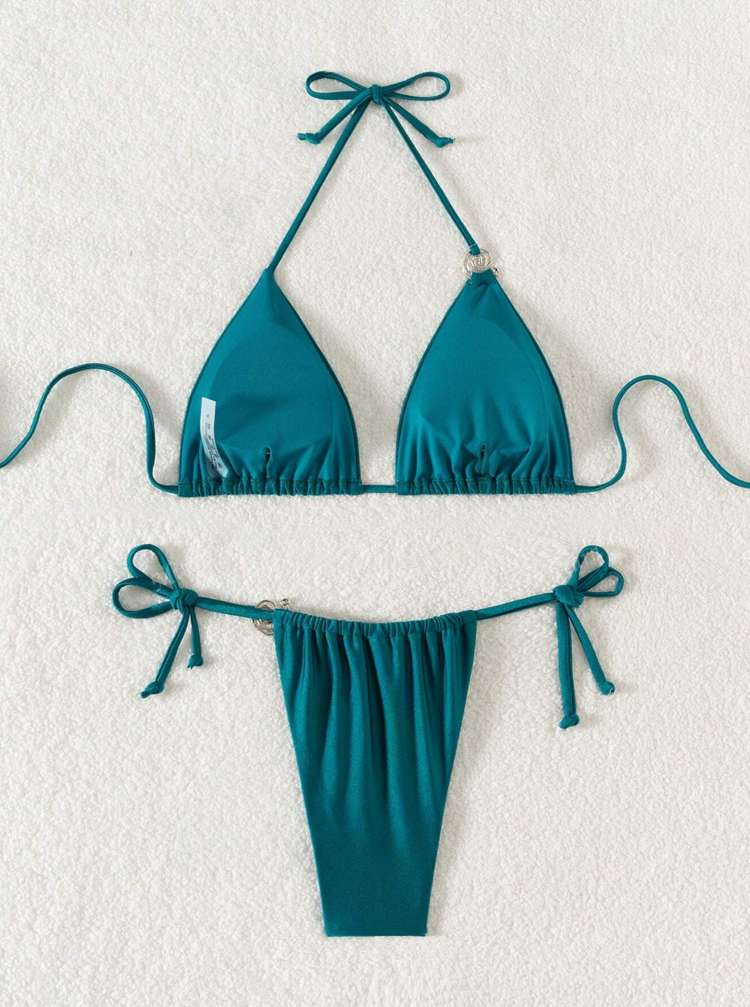 Metallic Teal Triangle Bikini Set