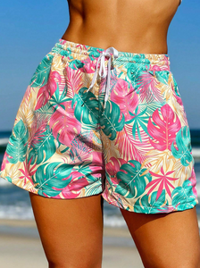 Leafy Tropical Bikini Drawstring Shorts