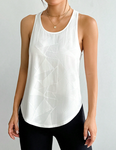 White Sport Hollow Back Sports Tank Top