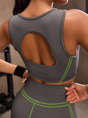 POWERISTA Grey Neon Line Sports Bra
