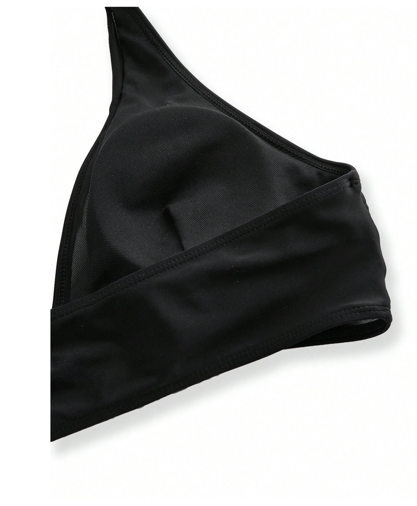 Black Mesh Insert Halter Bikini Top
