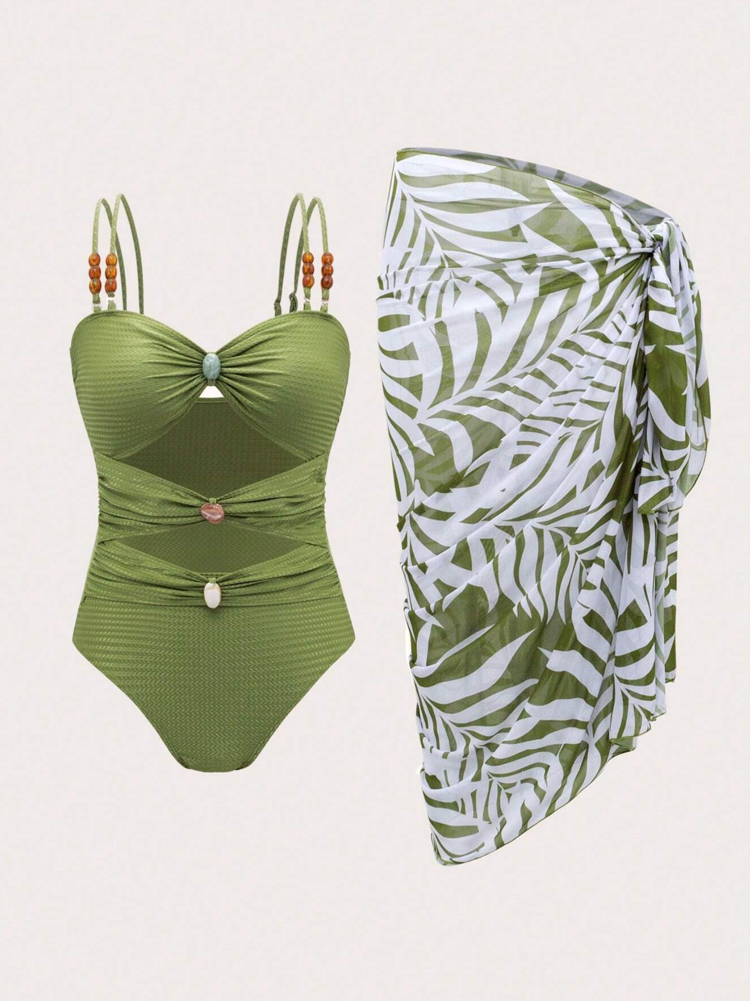 Olivia Cut Out One Piece & Sarong Set