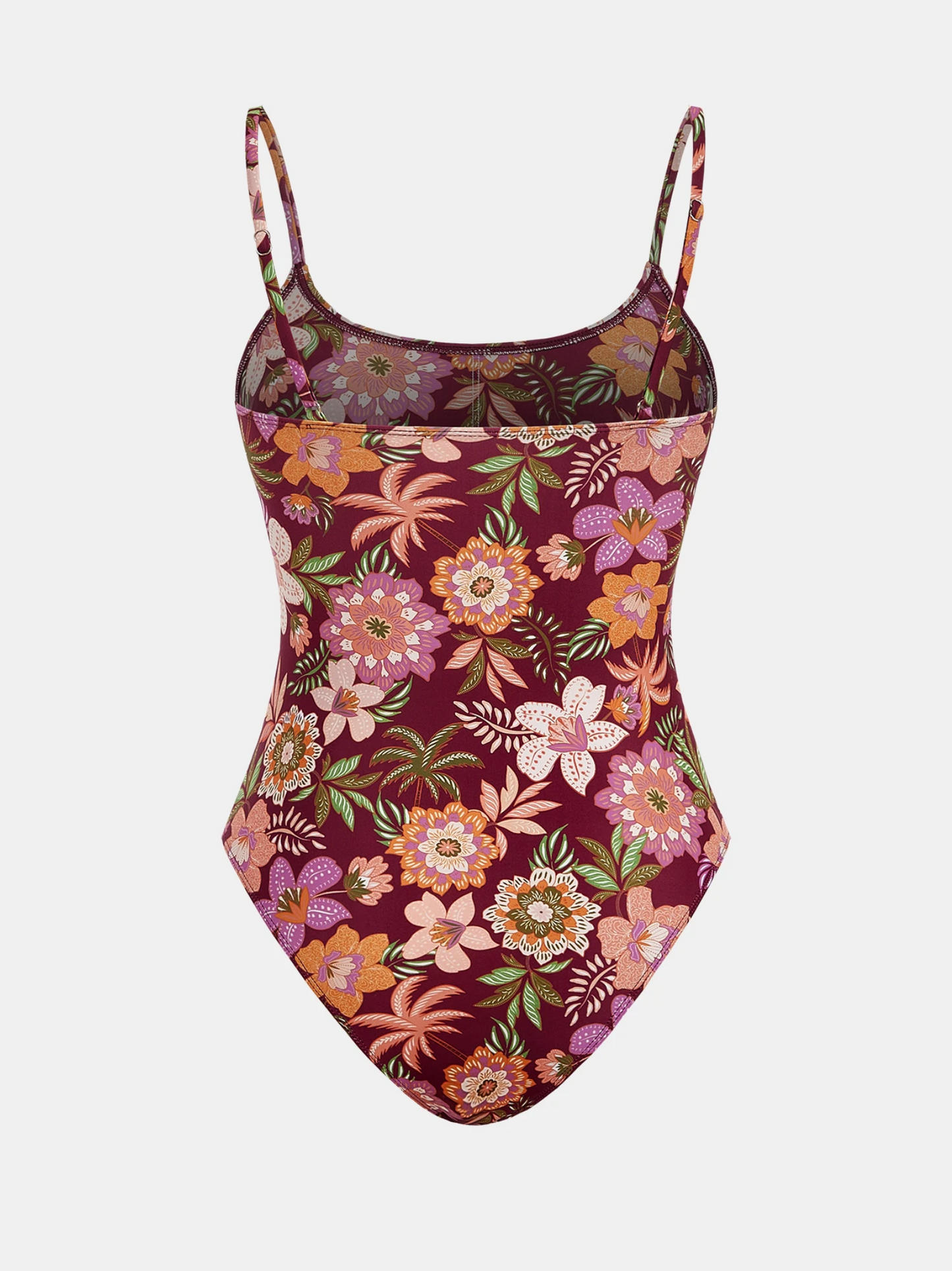 Wine Wild Floral Cami Belted Swimsuit