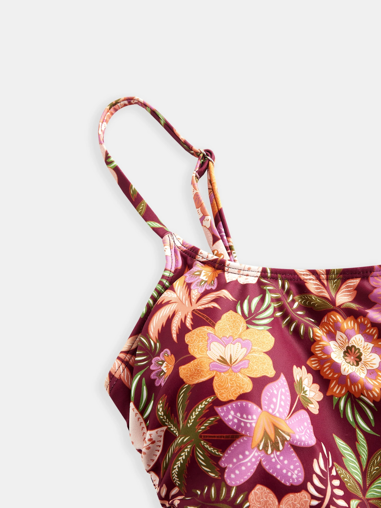 Wine Wild Floral Cami Belted Swimsuit
