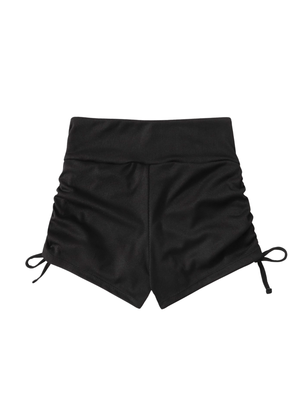 Basics Ribbed Black Drawstring Bikini Shorts