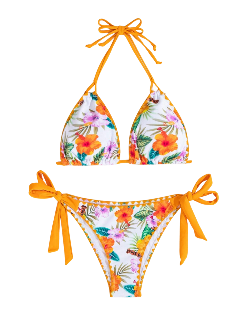 Tropical Whipstitch Tie Up Bikini Set