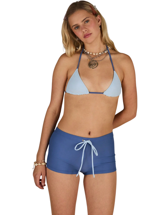 Two Tone Blue Bikini Shorts Set