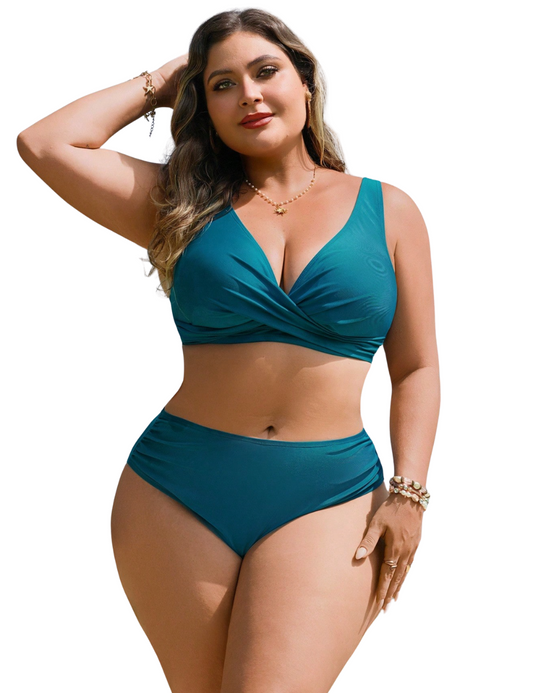 Plus Teal Twist Bikini Set