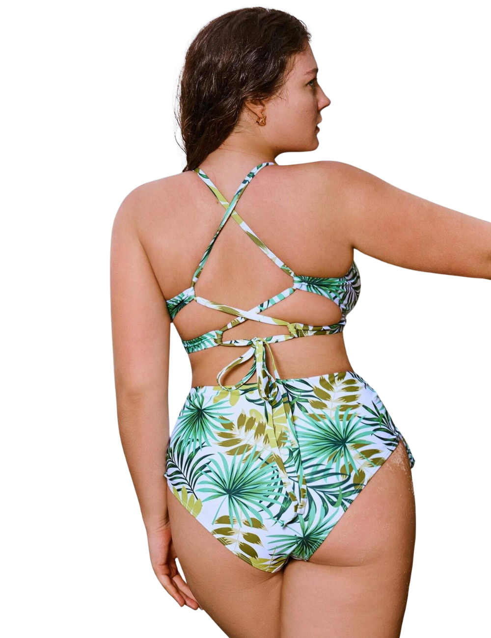 Plus Tropical Lace It Up Bikini Set