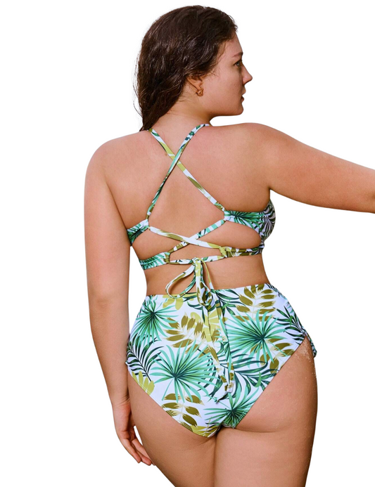 Plus Tropical Lace It Up Bikini Set