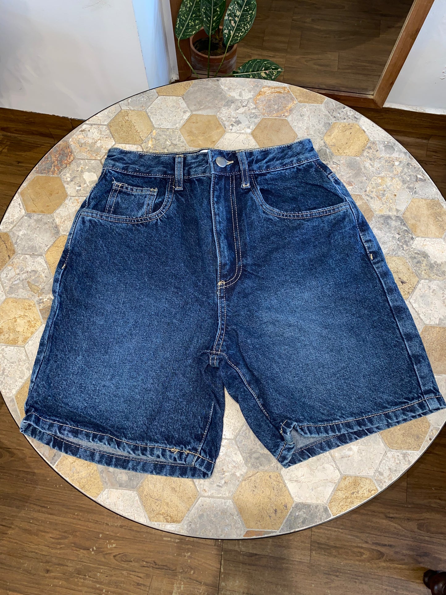 Navy Blue Bermuda Denim Shorts