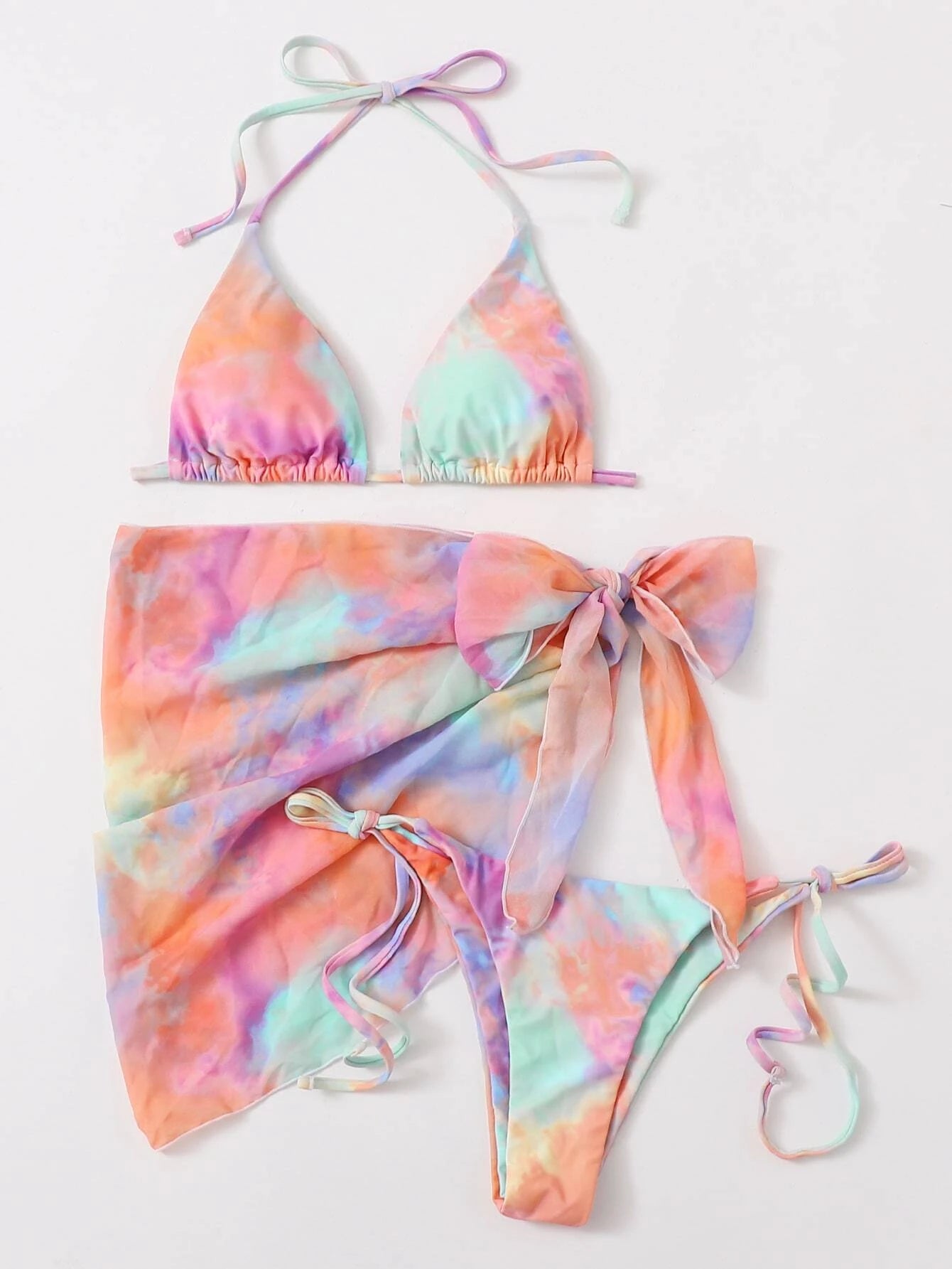 3 Pack Pastel Tie Dye Bikini Wrap Set Lagoonlab