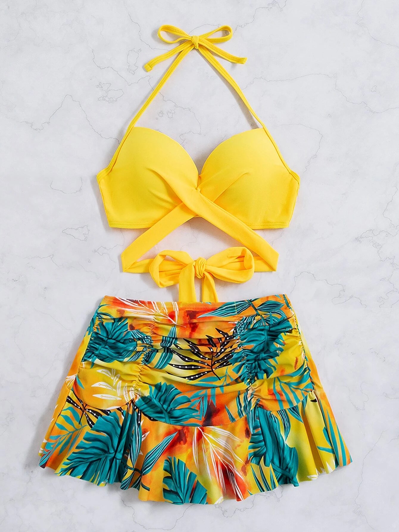 Tropical Bikini Skirt Set