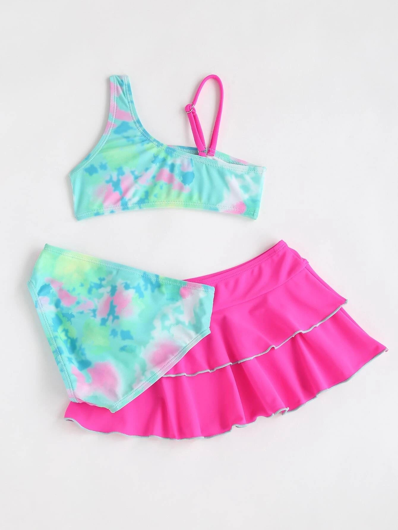 Toddler Girls Heart Tie Dye Bikini & Beach Skirt