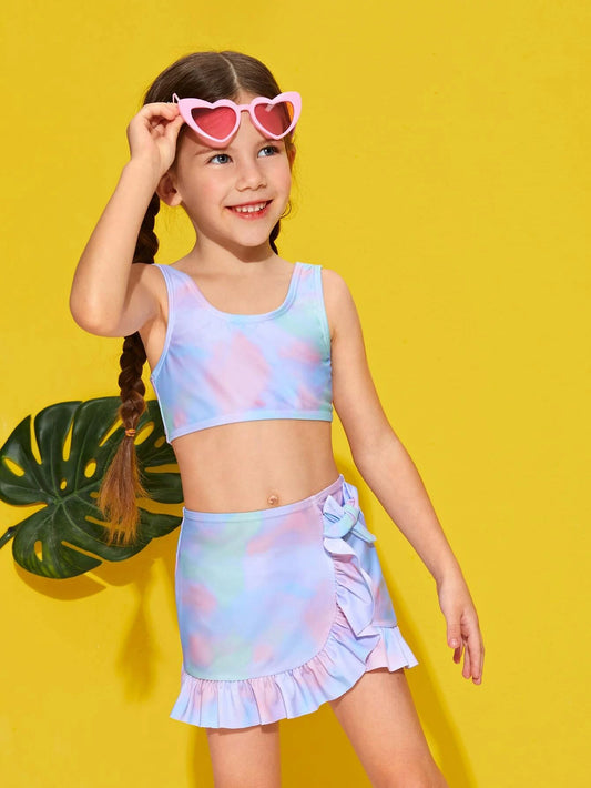 Toddler 3 Pack Pastel Tie Dye Bikini & Skirt Set