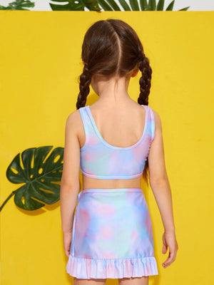 Toddler 3 Pack Pastel Tie Dye Bikini & Skirt Set