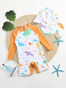 Infant 2 Pack Dino One Piece Swimsuit With Swim Cap