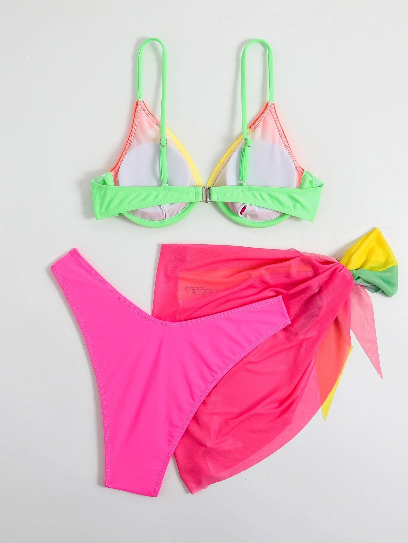 3 Pack Neon Colorblack Bikini Set