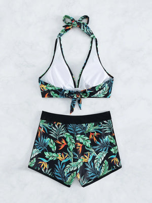 Bird Of Paradise Halter Bikini Shorts Set