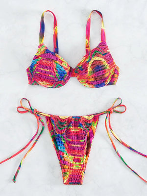 Daiquiri Smocked Underwire Tie Side Bikini