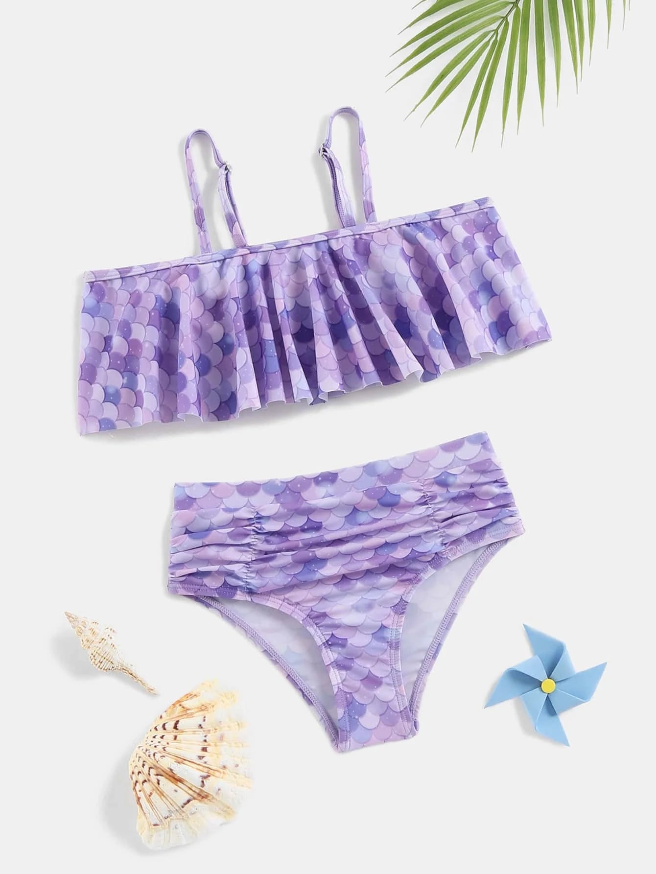 Ruffle Ruched Purple Mermaid Bikini