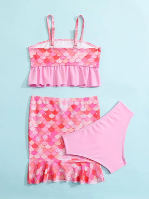 Toddler 3 Pack Mermaid Ruffle Bikini & Skirt