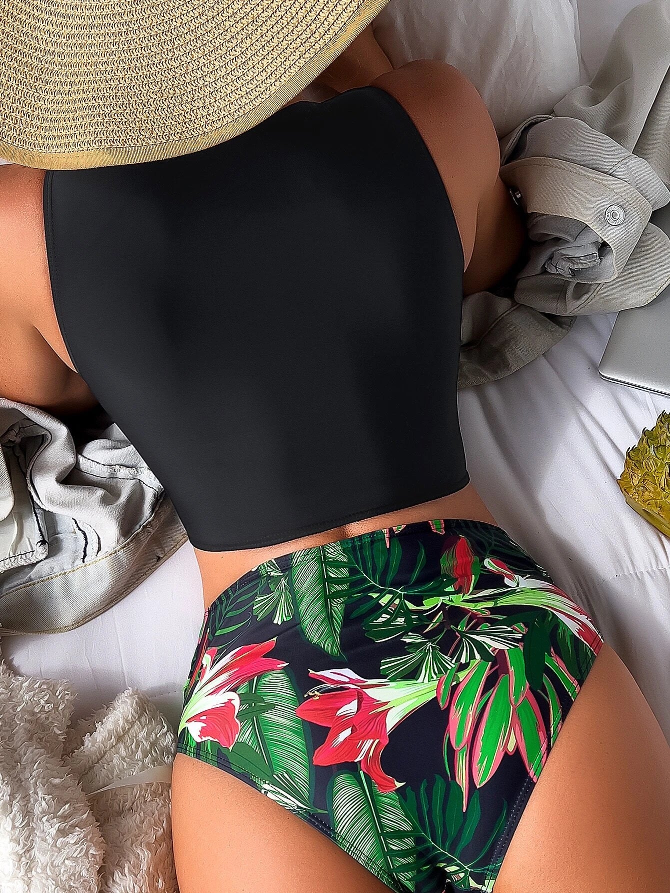 Tropical Twist High Waisted Bikini Set