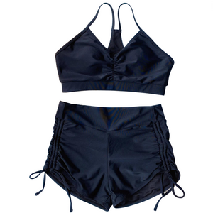 Basic Ruched Bikini Shorts Set